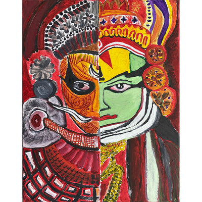 Theyyam and Kathakali Fusion Painting