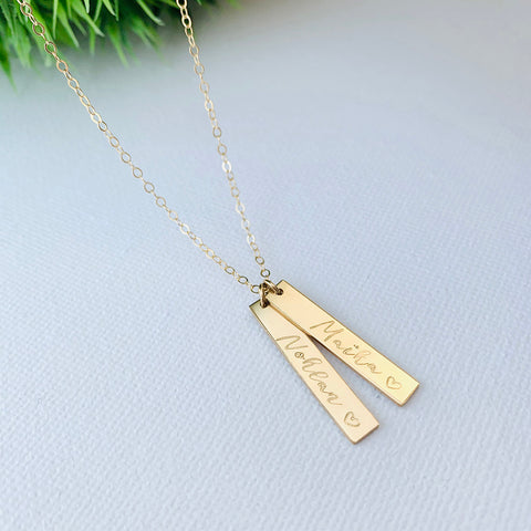 Personalized Jade Long Bar Necklace