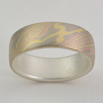 Mokume Gane Ring - Trigold and Sterling Silver
