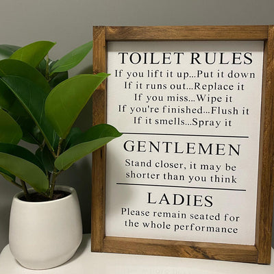 Toilet Rules Wood Sign